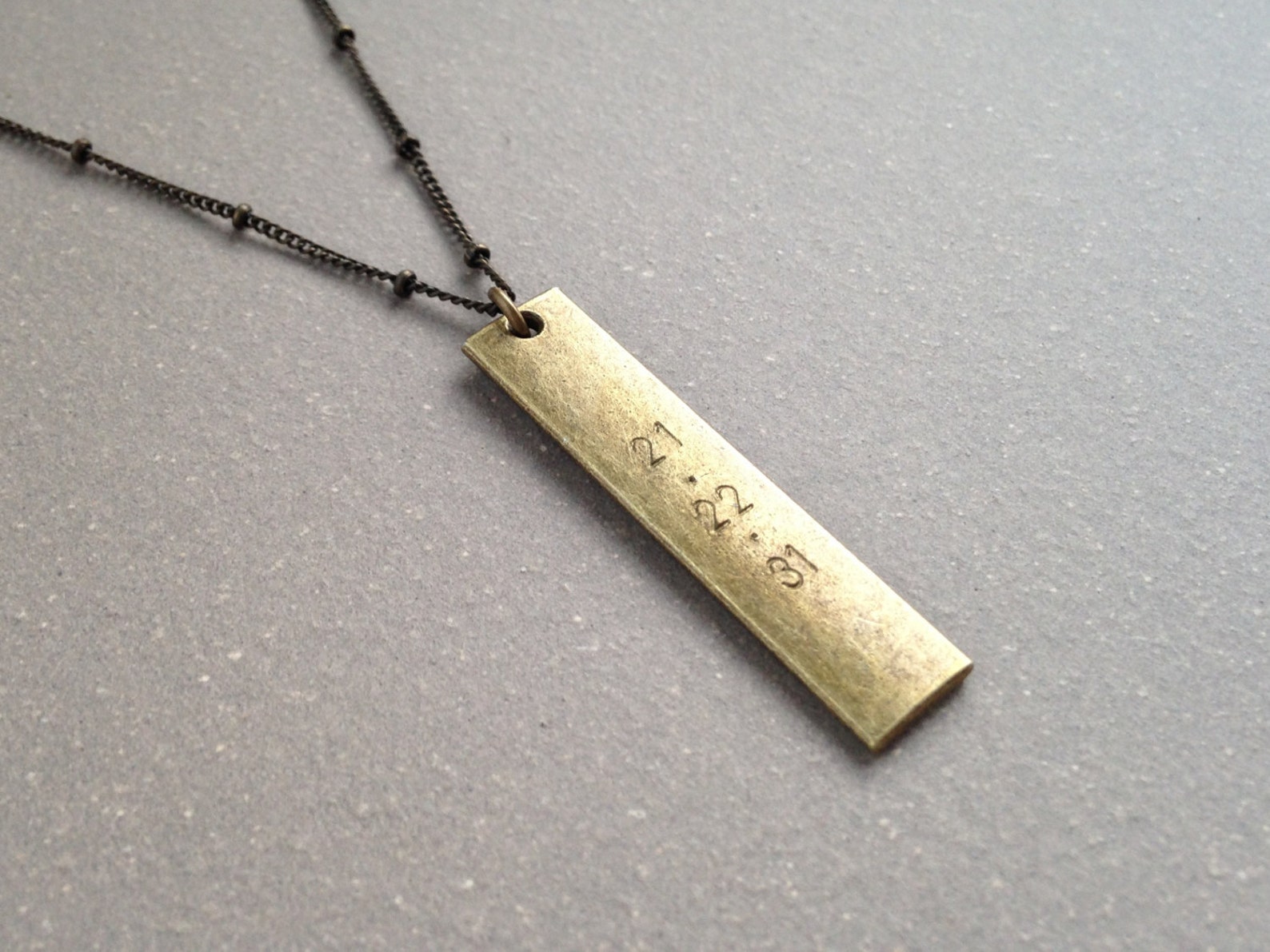 Personalized BRONZE BAR Necklace Mens Necklace Custom Bar Etsy