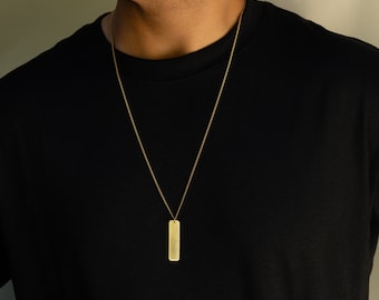 Collier personnalisé BRASS DOG TAG, Collier pour hommes, Collier personnalisé, Collier long, Collier en or unisexe Homme, cadeau pour lui, Boho Fringe