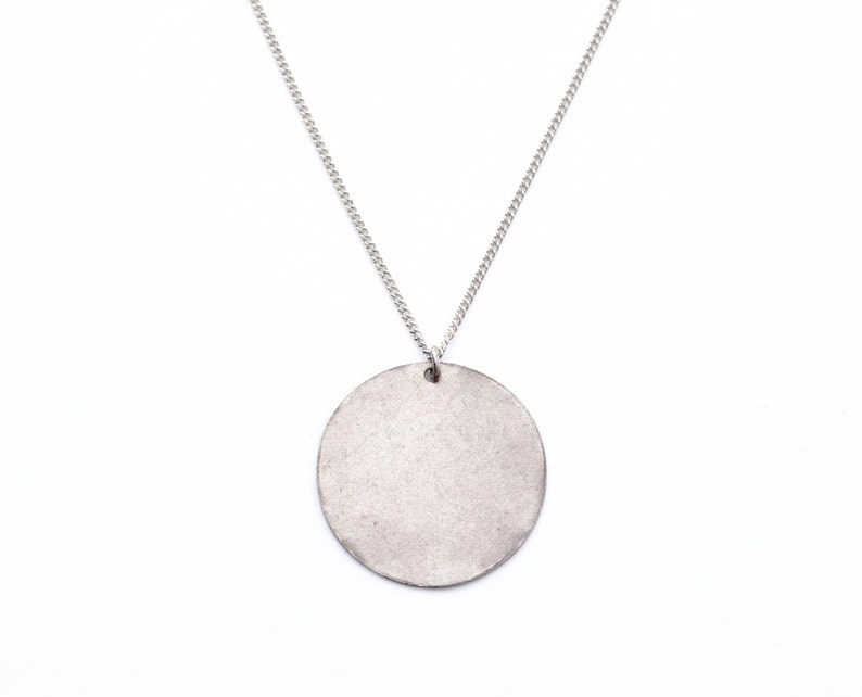 JUPITER DISC Necklace, Circle Pendant Necklace, Silver or Bronze Large Medallion Necklace, Mens Necklace, Fathers day gift, Bohemian Fringe image 2