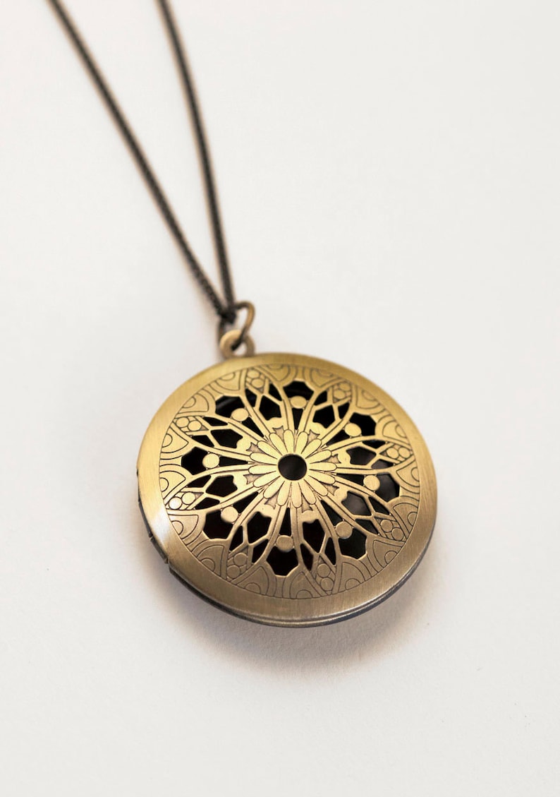 Extra Long Necklace by Bohemian Fringe Antique Brass Filigree Pendant Necklace BRONZE FILIGREE LOCKET Necklace