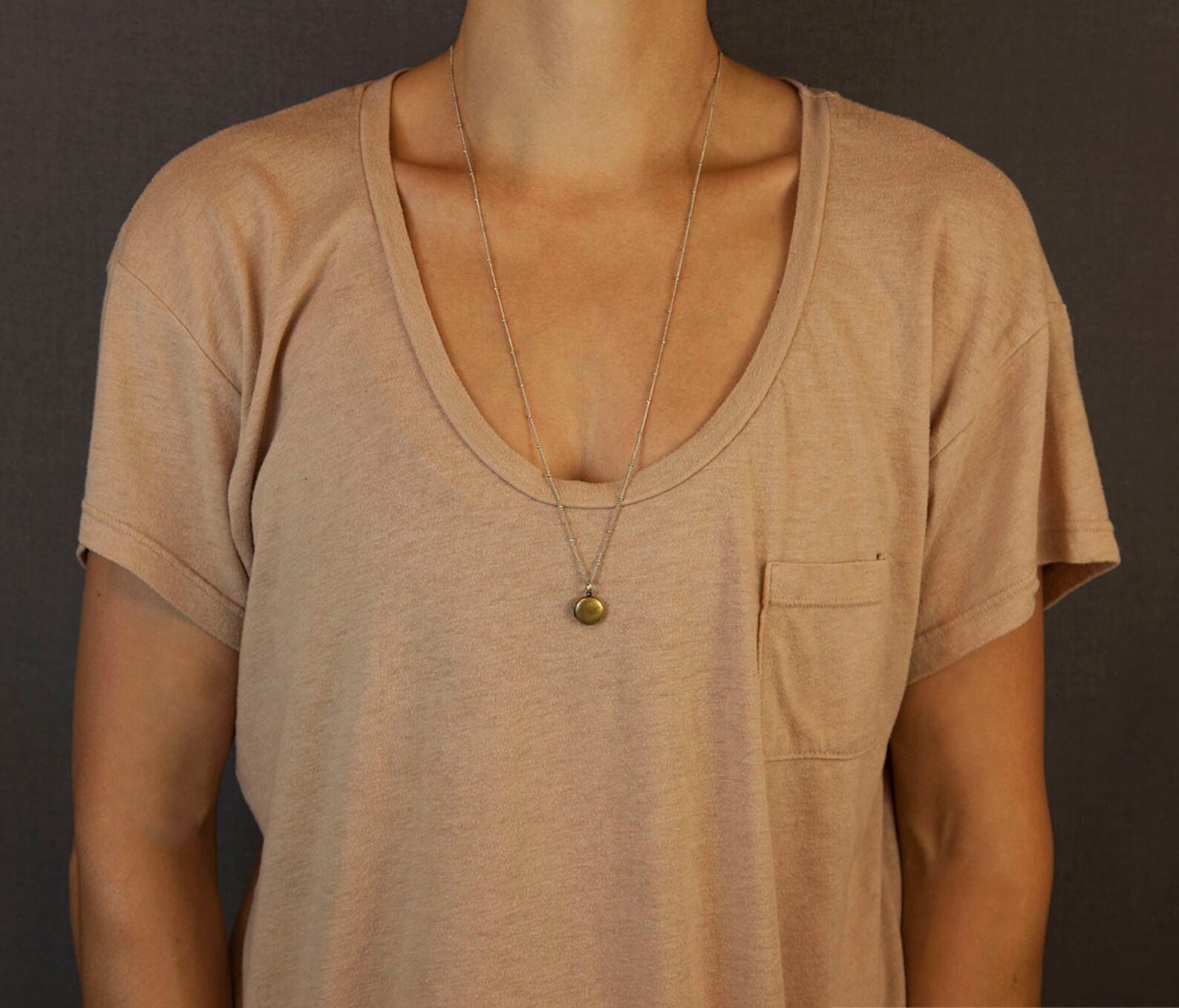 TINY ROUND LOCKET Necklace / Simple Locket Necklace / Antique Etsy