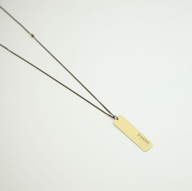 Personalized BRASS TAG Necklace Mens Necklace Brass Bar Etsy