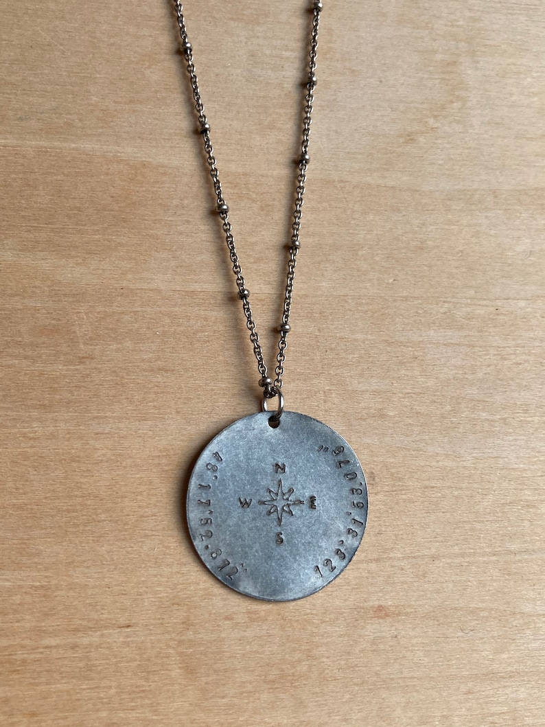 JUPITER DISC Necklace, Circle Pendant Necklace, Silver or Bronze Large Medallion Necklace, Mens Necklace, Fathers day gift, Bohemian Fringe image 3