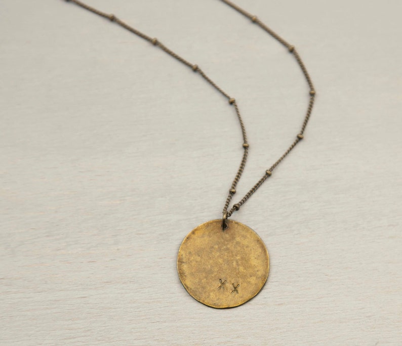 JUPITER DISC Necklace, Circle Pendant Necklace, Silver or Bronze Large Medallion Necklace, Mens Necklace, Fathers day gift, Bohemian Fringe image 6