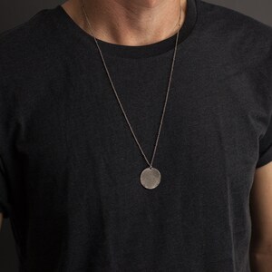 JUPITER DISC Necklace, Circle Pendant Necklace, Silver or Bronze Large Medallion Necklace, Mens Necklace, Fathers day gift, Bohemian Fringe image 4