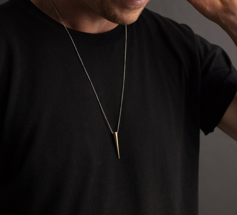HEAVY BRASS SPIKE Necklace / Solid Brass Spike Pendant Etsy