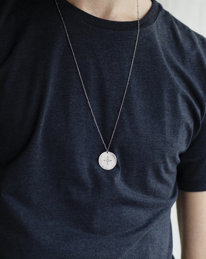 JUPITER DISC Necklace, Circle Pendant Necklace, Silver or Bronze Large Medallion Necklace, Mens Necklace, Fathers day gift, Bohemian Fringe image 1