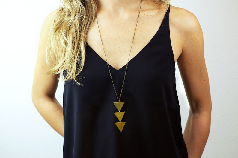 Long Geometric Necklace, Triangle Necklace, NEFERTITI NECKLACE, Pendant Necklace, Long Necklaces for Women, Long Necklace, Bohemian Fringe image 3