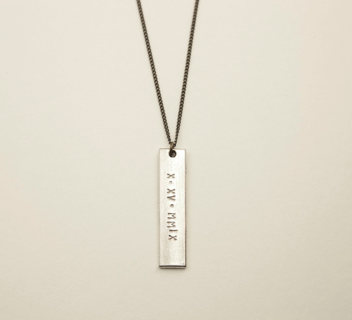 Personalized SILVER BAR Necklace Long 
