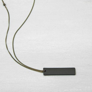 Mens necklace BLACK BAR NECKLACE, Personalized Pendant Necklace, Unisex, Long necklace, Gift for him, man necklace, Bohemian Fringe image 1