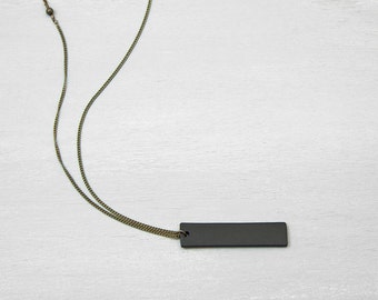 Mens necklace BLACK BAR NECKLACE, Personalized Pendant Necklace, Unisex, Long necklace, Gift for him, man necklace, Bohemian Fringe