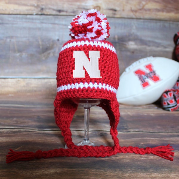 Nebraska Huskers Hat - Newborn baby toddler infant child kids Huskers stocking hat game day Cornhuskers cap photo prop birthday cake smash