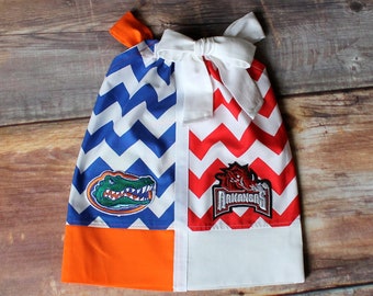 Florida Arkansas House Divided Dress - newborn baby girls toddler infant child Florida Gators Arkansas Razorbacks outfit pillowcase dress