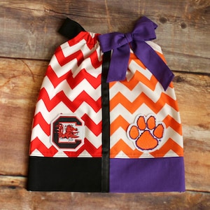 Clemson South Carolina House Divided Dress  newborn child girls baby infant toddler Clemson Tigers South Carolina Gamecocks pillowcase dress