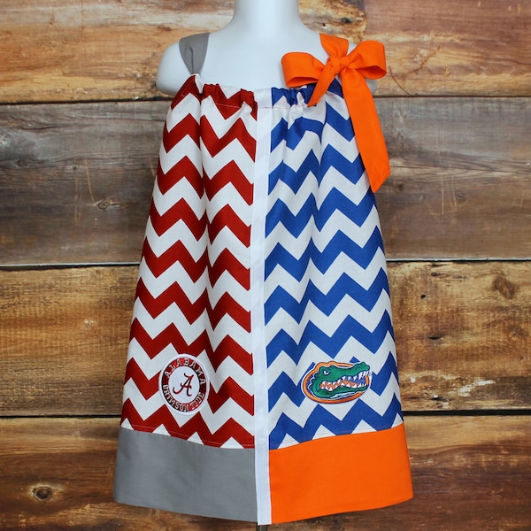 House Divided Alabama Florida Pillowcase Dress - newborn child girls baby infant toddler Florida Gators Alabama Crimson Tide outfit