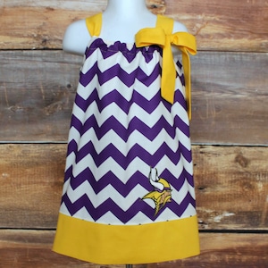 Minnesota Vikings Dress - Newborn baby toddler child infant girl Vikings outfit pillowcase dress baby shower birthday gift going home outfit