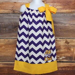LSU Tigers Dress - Newborn baby toddler girls pillowcase dress child infant LSU outfit yellow purple spring summer fall Louisiana State