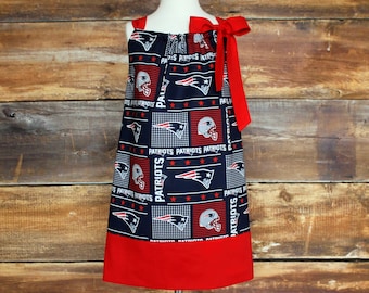 New England Patriots Dress - Newborn baby toddler girls pillowcase dress child infant Patriots outfit baby shower birthday game day dress