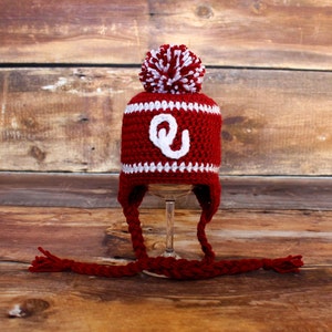 Oklahoma Sooners Hat - Newborn baby toddler child infant OU stocking hat knit hat cap red white Boomer Sooner photo prop birthday cake smash
