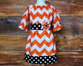 Girls Thanksgiving Peasant Dress Newborn Child Fall outfit baby infant toddler Halloween Texas Longhorns orange black