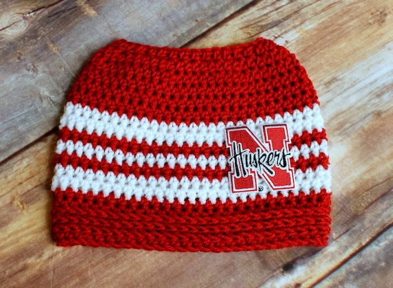 Nebraska Huskers Hat With Hole Messy Bun Hat Child or Adult