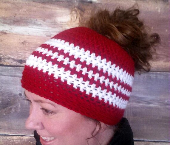 Nebraska Huskers Hat With Hole Messy Bun Hat Child or Adult