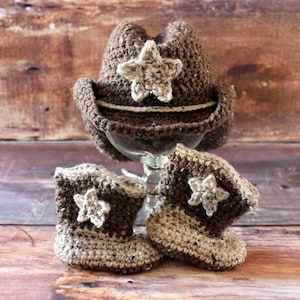 Cowboy Hat & Boots - cowgirl hat newborn baby toddler child infant knit cowboy boots girls boys crochet
