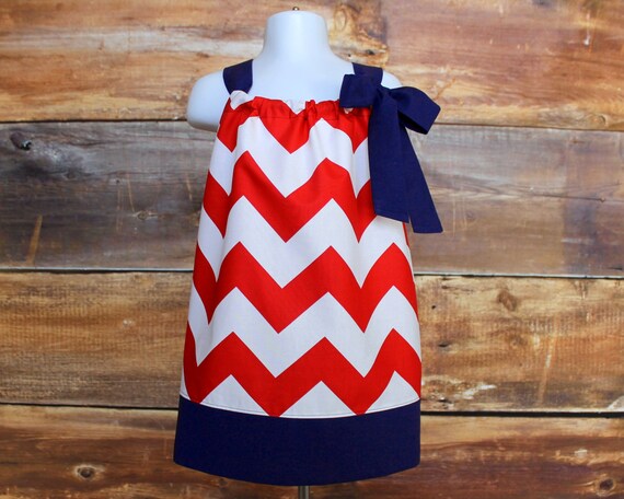 Red Chevron Dress - Newborn to Child 11/12 girls pillowcase dress baby  infant toddler Ole Miss Rebels New York Giants NY Giants outfit