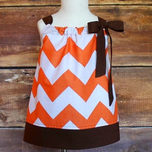 Orange & Brown Dress - Newborn baby girl toddler child infant fall outfit Thanksgiving dress pillowcase dress Cleveland Browns