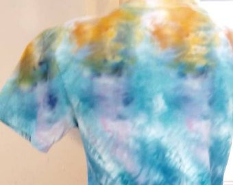 My Blue Heaven Ice Dye V-Neck Shirt Large