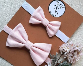 Pink Cotton  Father and Son matching bow tie set, Father's Day Gift, Matching bow ties, Summer wedding outfit, Toddler bow tie