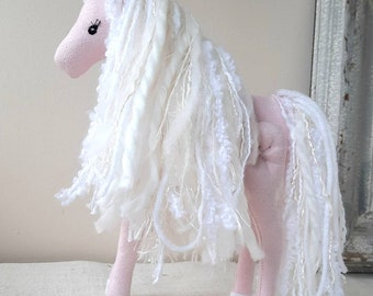 Pink Unicorn with white mane and tail - Unicorn toy - posable Unicorn doll - gift for a girl - Unicorn keepsake - room decor
