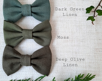Dark green bow tie set - Adult and baby / toddler / boys bow tie / tie / pocket square set, wedding outfit, hunter green,  rustic wedding