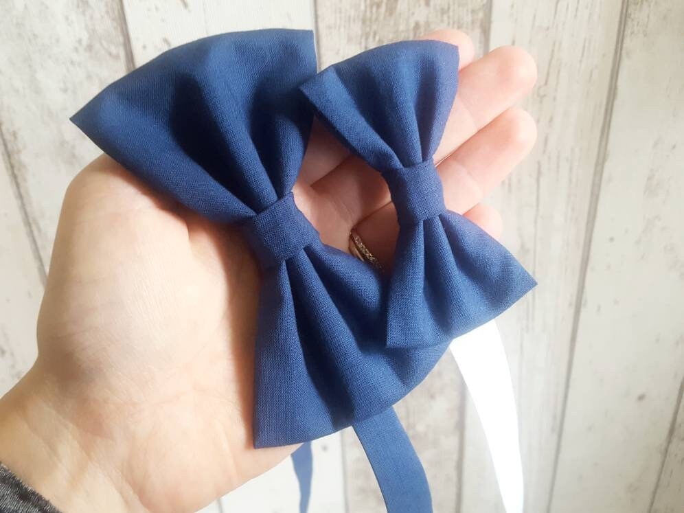 Navy blue/ Marine blue / Pale blue Father and Son bow tie set, Father…