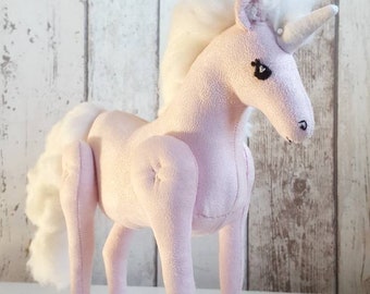 Pink Unicorn with fluffy white felted mane and tail - Unicorn toy - posable Unicorn doll - gift for a girl - Unicorn keepsake - room decor