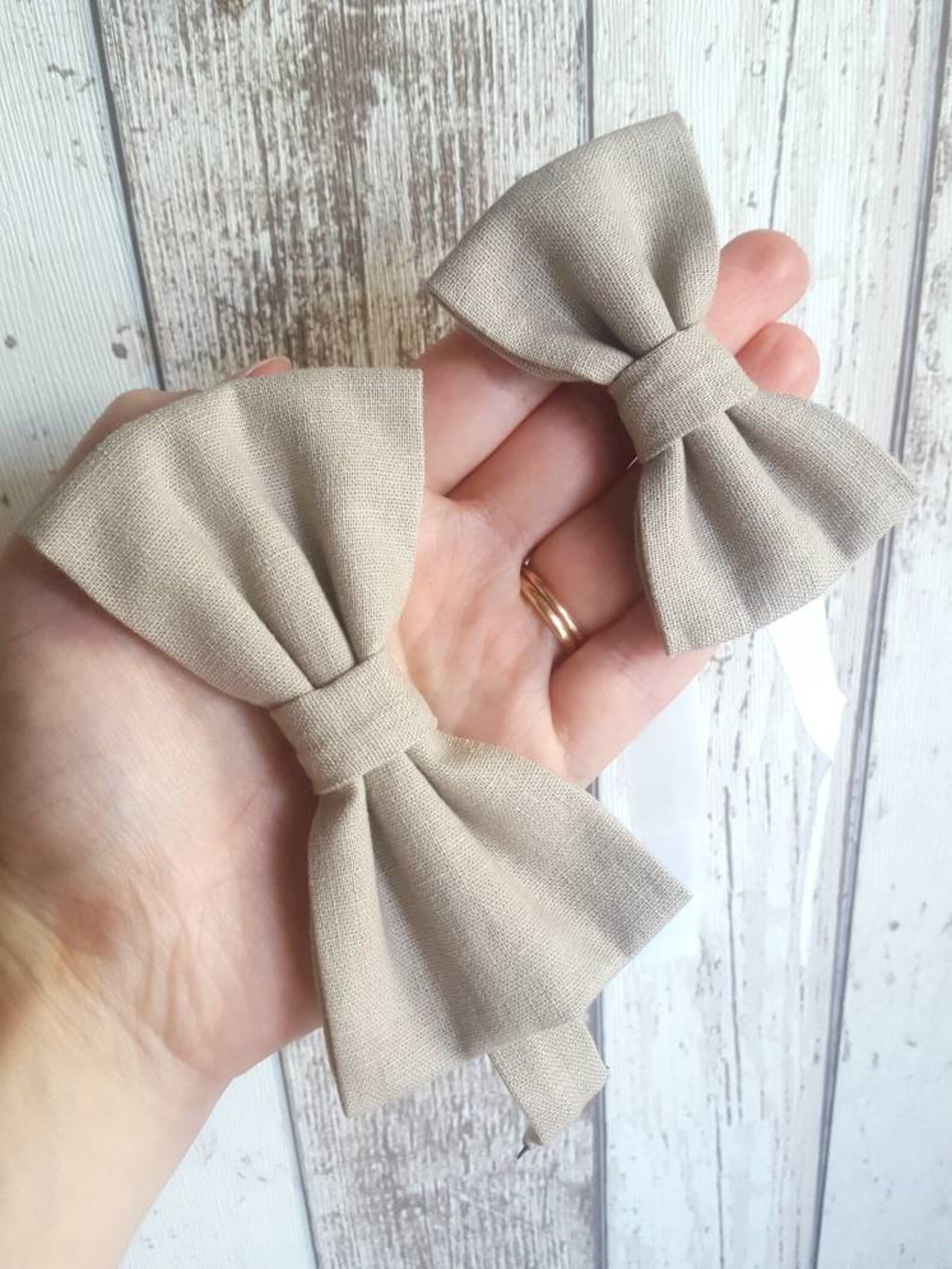 Pale Blue Taupe Abstract Linen Bow Tie