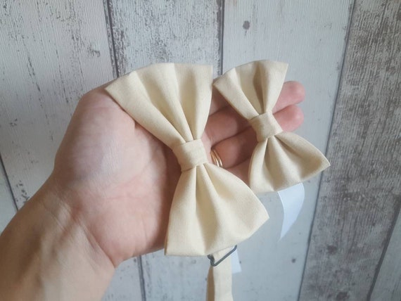 Sand Herringbone Kids Bow Tie Sand Herringbone Kids Bow Tie