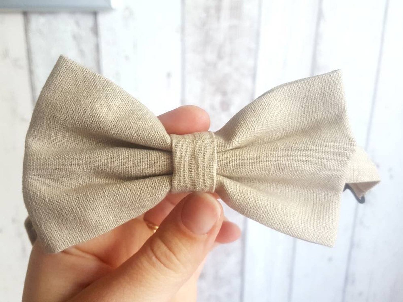 Pale Blue Taupe Abstract Linen Bow Tie main image 0