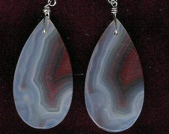 Earrings - Chalcedony, Sterling Silver Comfortable Big Bold Statement Neutral Lightweight Dangle Style