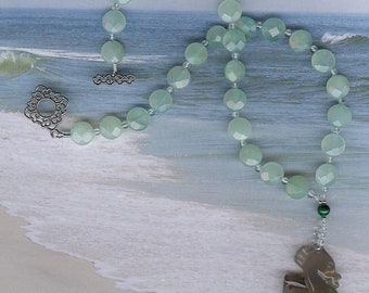 Carved Agate Gemstone Seahorse Pendant, Aventurine, Rock Quartz, Sterling Silver Necklace Modern Sea Ocean