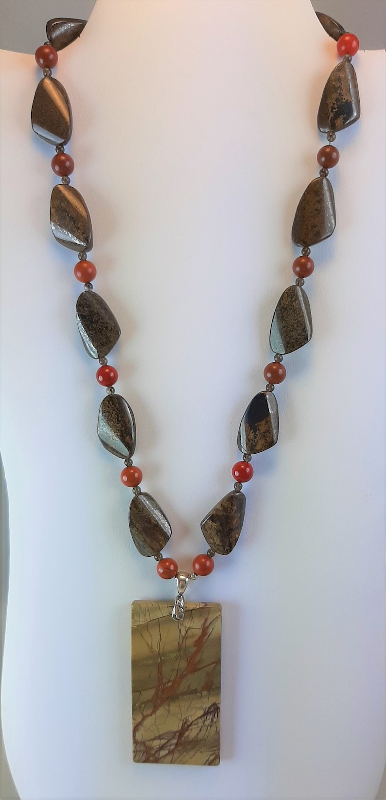 Chinese Painting Jasper Bronzite Red Jasper Etsy