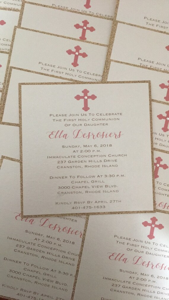 Baptism Invitation Christening Invitation Communion Invitation Confirmation Invitations Cross Invitation Religious Invitation Il_570xn