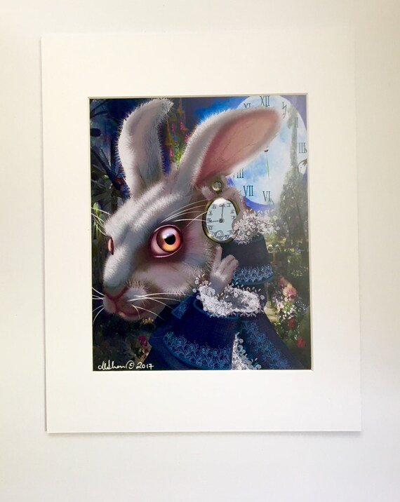 Weisses Kaninchen Alice Im Wunderland 11 X 14 Etsy