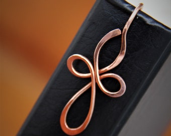 Celtic cross shepherd&#39;s hook copper bookmark, handmade metal bookmark, Christian, solid copper, elegant, unique gift