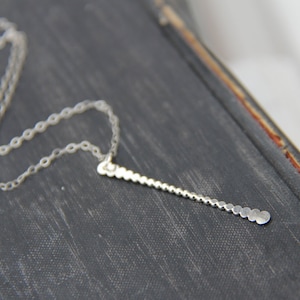 Delicate beaded sterling silver bar necklace, dotted bar, stick, minimalist, layering necklace, dainty, simple, everyday, hammered.