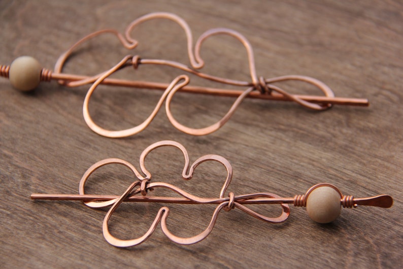 Copper and wood oak leaf hair slide hair barrette hair pin Etsy