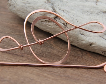 Treble clef copper hair slide, hair barrette, hair clip, hair pin, hair fork, shawl pin