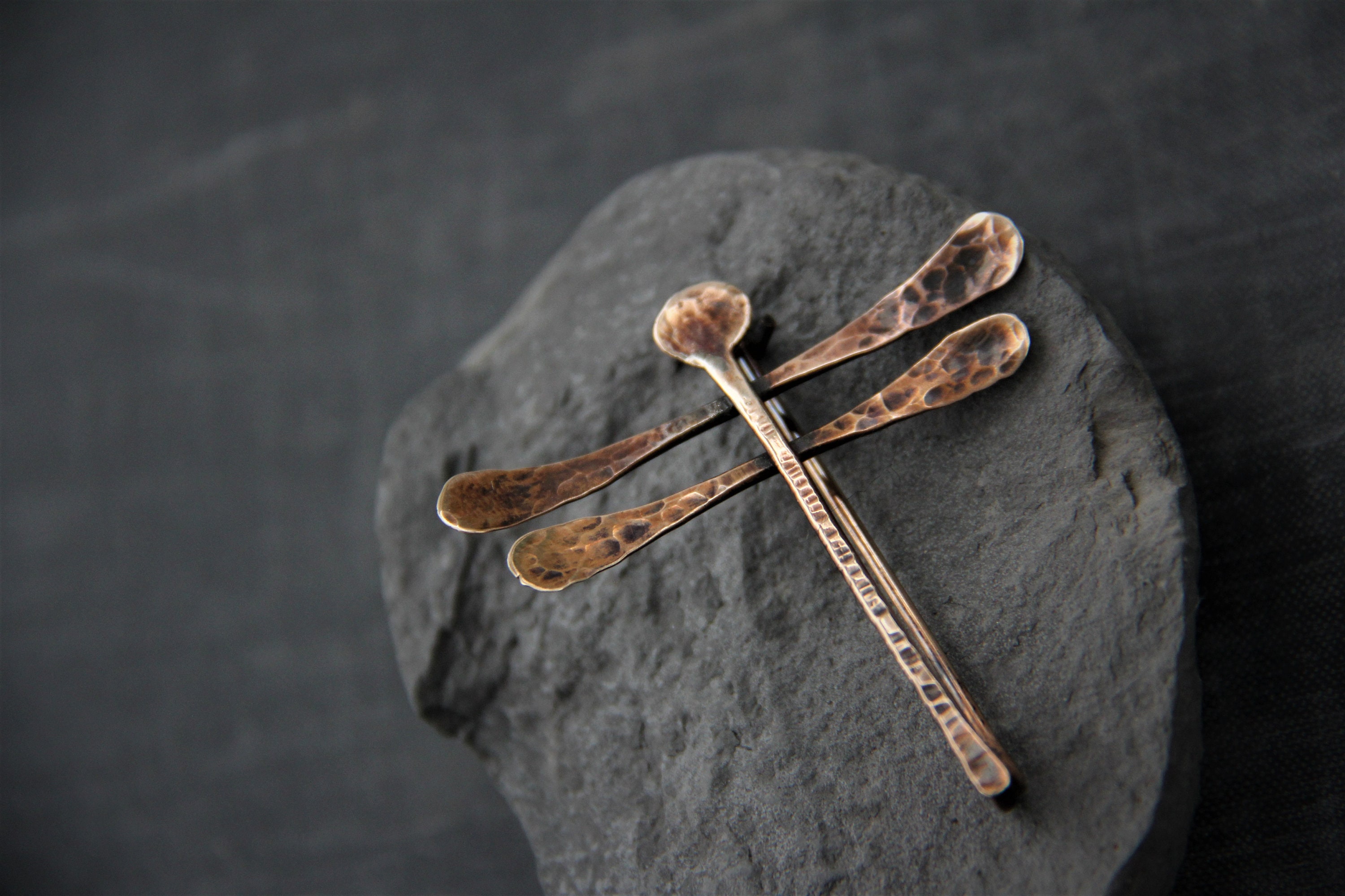 Keepandcherish Bronze Dragonfly Shawl Pin, Scarf Pin, Brooch, Fibula, Hammered, Textured. Rustic, Insects, Woodland, Nature Lover, Artisan Jewelry