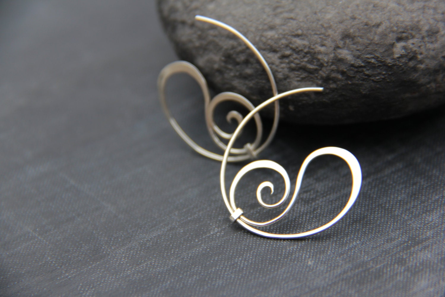 Swirly Sterling Silver or Copper Hoop Studs Hoop Earrings. | Etsy