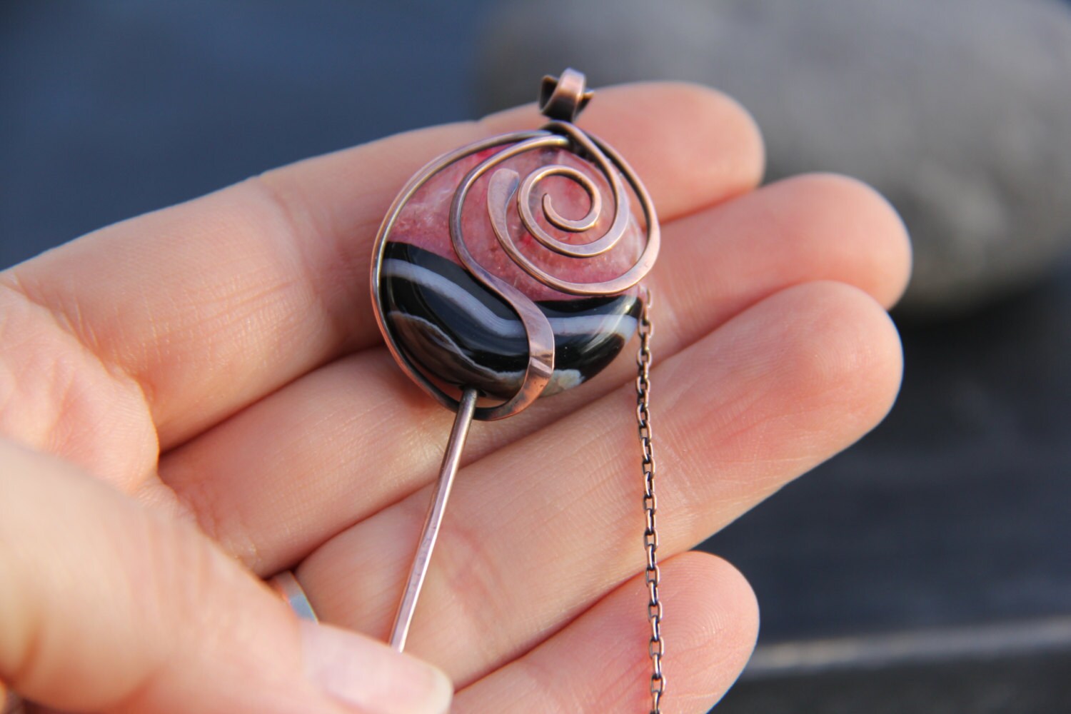 Shawl Pin Scarf Pin Sweater Pin Antique Copper and Etsy